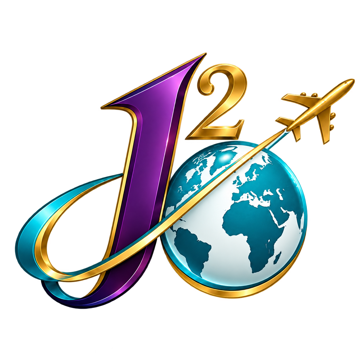 J² globe and airplane logo